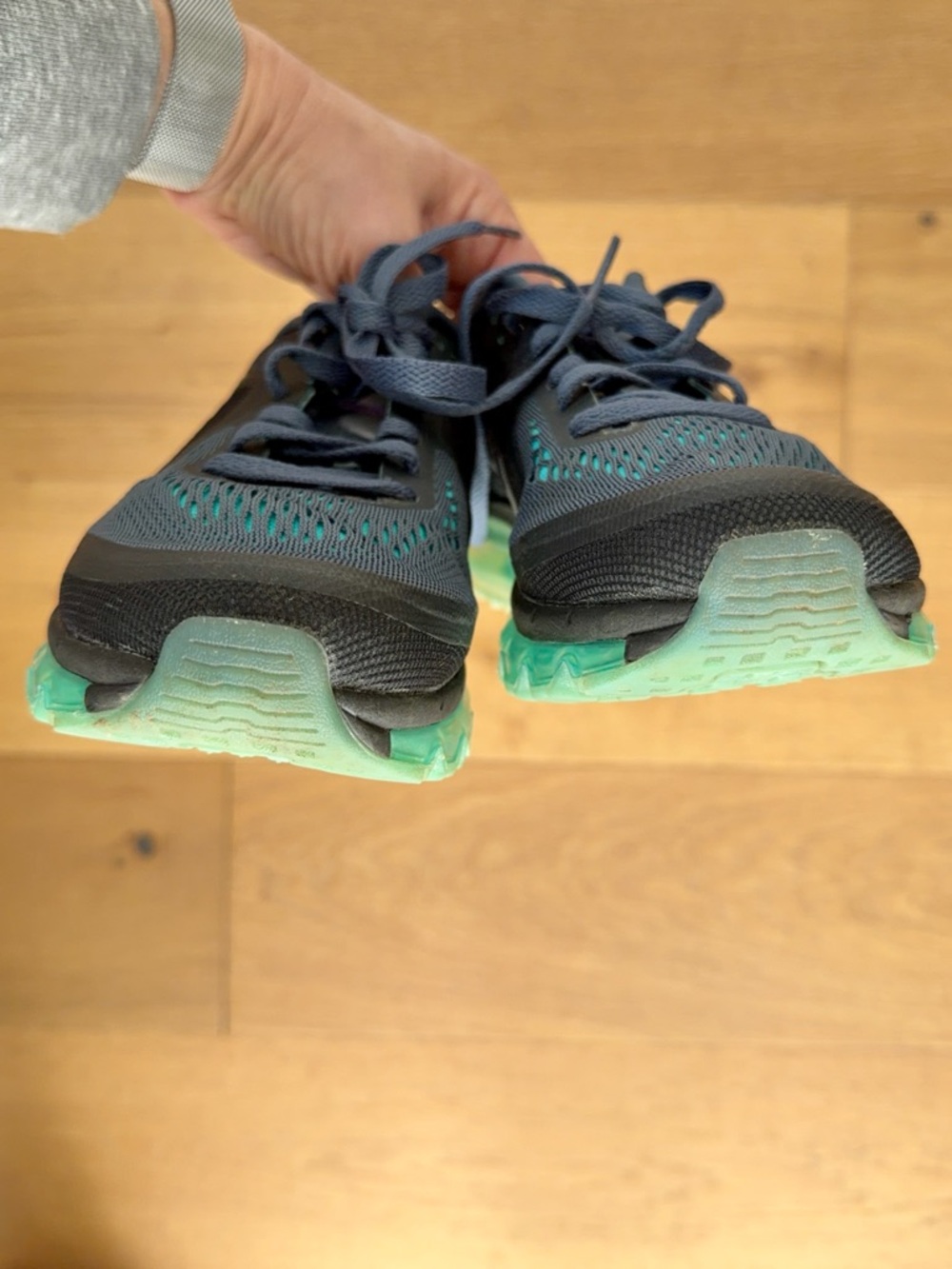 Nike Air Max 2014 Women 8.5 Hyper Turquoise Black Dark Grey Knit Running Sneaker - Picture 8 of 10